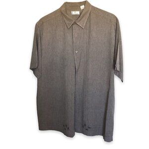 Cafe Luna Men's Short Sleeve Casual Button Front Collared Shirt in Size L Brown